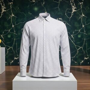 Kirkland Signature Men’s Dress Shirt 17x32/33 Non-Iron Purple Check L (NWT)